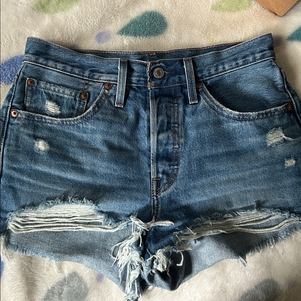 Distressed Levi’s Denim Shorts